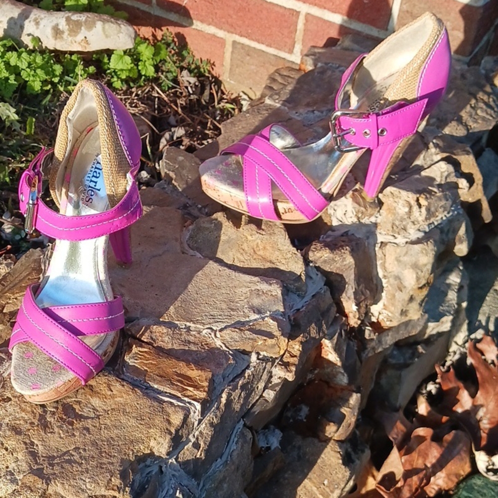 Charles David Hot Pink Strappy High Heels